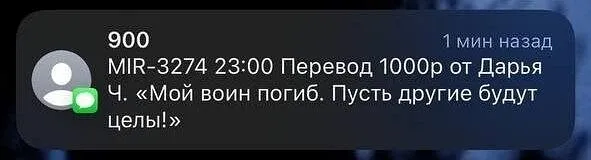 Пожертвование от Дарьи